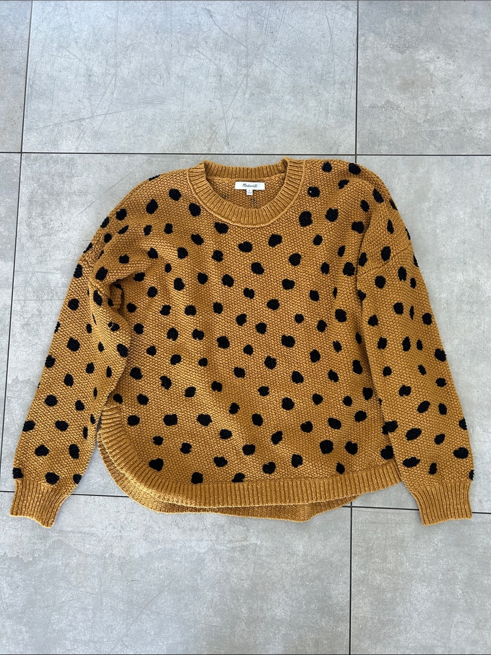 Madewell Polka Dot Crewneck Sweater - Mustard/Black